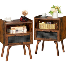 Rattan Bedside Tables Bayou Breeze Rattan Nightstand 15.94" W x 11.81" D Bedside Table