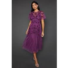 Clothing Wallis Occasion Embellished Midi Dress - Plum