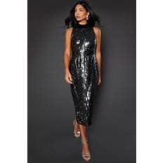 Clothing Wallis Sequin High Neck Sleeveless Midi Dress - Pewter