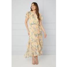 Clothing Wallis Floral Ruffle Drop Hem Maxi Dress - Yellow