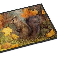 Entrance Mats Squirrel in Fall Leaves Door Mat 24 in x 36 in Black, Gray