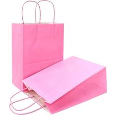 Pink Gift Bags Azowa Gift Bags Pink Small Kraft Paper Bags with Handles (21 x 13 x 8 CM, Pink, 25 CT)