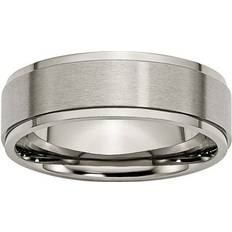 Chisel mm Titanium Brushed Center Ridged Edge Band, Grey