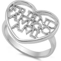 Rings Sac Silver Friend Amigo Ami Heart Script Word Ring .925 Sterling Band Jewelry Female Male Unisex