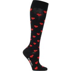 Stützstrümpfe schwarz mit roten Herzen 1 Pk