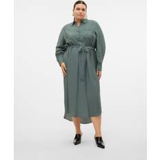 Grøn - Skjortekjoler Vero Moda Curve Midi Skjortekjole - Kakigrøn