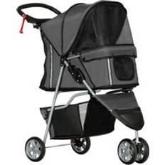 Dog stroller Pawhut PawHut Foldable Three-Wheel Pet Stroller - Charcoal Grey