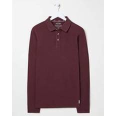 Fatface Long Sleeve Organic Pique Polo - Burgundy