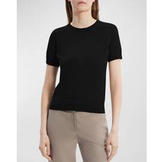 Women - Wool T-shirts Theory Basic Merino Wool T-Shirt - Black