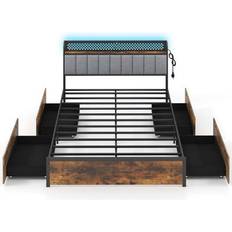 Costway Queen Size Bed Frame with LED Lights