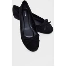 Wide Fit Round Toe Ballet Shoes - Black