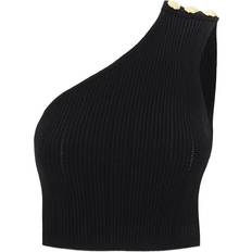 Balmain Bluser Balmain Asymmetric Knit Top - Black