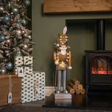 Gold Decorations Samuel Alexander 80cm Battery Operated Light Up Christmas Gold Nutcracker Decoration