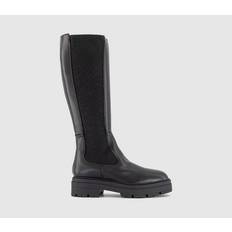 Kamala Knee High Chelsea Boots - Black Leather