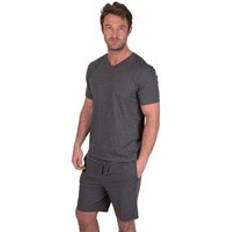 Elastane/Lycra/Spandex - Men Sleepwear Light & Shade V Neck Tee Short Pyjama Set - Charcoal