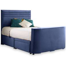 Roseland Furniture Ryton Upholstered Velvet Drawer TV Bed - Double King