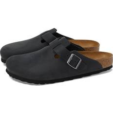 Birkenstock Boston Oiled Leather Unisex Slip On Sandals - Black