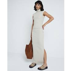 Ribbed Skirts River Island Ribbed Maxi Skirt - Beige