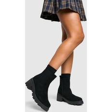 Black Chelsea Boots boohoo Wide Fit Faux Suede Low Block Chelsea Boots - Black