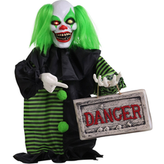 Skeletons Haunted Hill Farm Troubles the Talking, Shaking, Mini Animatronic Clown with Light-Up Eyes for Scary Halloween Decoration Black (7.0 In. L X 16.0 In. W X 30.0 In. H)