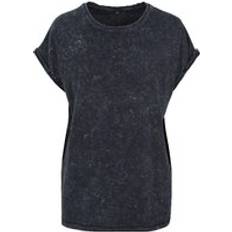 Acid Wash Extended Shoulder T-Shirt - Jet Black