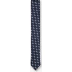 Blu - Uomo Cravatte BOSS Silk-blend Tie Jacquard-pattern - Dark Blue