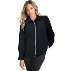 Jessica London Tops Jessica London Plus Size Women's Pearl Trim Blouse - Black