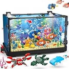 Lego byggsatser Jorumo Akvariumbyggklossar, lysande, kompatibel med Lego-set för vuxna och barn, inklusive havsmaneter, fisk, djurbyggleksaker för pojkar i åldern 8 12 år, 725 delar