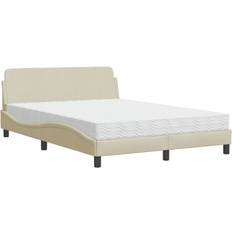 Beige Schaumstoffmatratzen Bett mit Matratze Creme 140 x 190 cm Schaumstoffmatratze