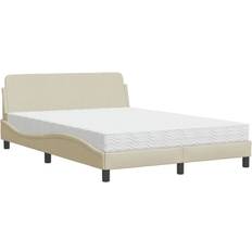 Senge & Madrasser vidaXL Bett mit Matratze Creme 140 x 190 cm Schaumstoffmatratze