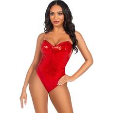 Sexleksaker Leg Avenue Sequin Boned Bodysuit - Red