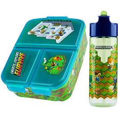 Minecraft kids compartment lunch box and bottle set