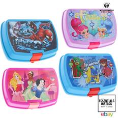 Lesser & Pavey Lunch boxes licensed clip lid disney princess twinsies spiderman pj mask