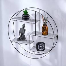 Hudson Metal Wire Black Floating Round Wall Shelf