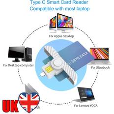 Readers Usb card reader type-c usb common access cac for sim chip id card (white)