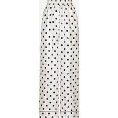 Donna - Multicolore Pantaloni Dolce & Gabbana Polka-Dot Print Silk Pajama Pants White