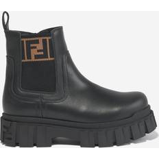 Fendi Kids Leather Biker Boots - Black