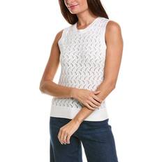 Cashmere Tank Tops Pointelle Crop Cashmere-Blend Tank