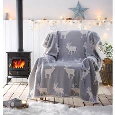 Portfolio Home Moose Sherpa Fleece Throw 130 x 170 cm - Blankets Grey (170x)