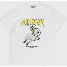 Ganni Woman T-shirts Ganni Basic Jersey Bunny Relaxed T-shirt - White