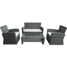 Deluxe Rattan Garden Furniture 4 Seats Cream Outdoor Lounge Set