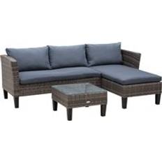Rattan corner garden sofa OutSunny 4 Seater Garden Sofa with 2 Seat Outdoor Lounge Set