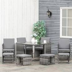 Garden & Outdoor Furniture OutSunny 8 Seater Rattan Furniture - Wicker Weave Patio Dining Set