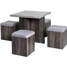 Garden table and chairs wooden OutSunny 5-Piece Wooden with Cushions Patio Dining Set, 1 Table incl. 4 Chairs