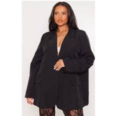 PrettyLittleThing Plus Black Oversized Structured Blazer