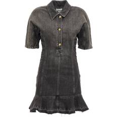 Denim Dresses Ganni Washed Black Denim Mini Dress - Black