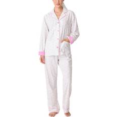 Long Sleeve Flannel Pyjama - White/Pink