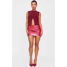 Röda - Skinn Kjolar PrettyLittleThing Faux Leather Low Rise Micro Mini Skirt - Red