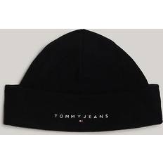 Blanc Bonnets Tommy Jeans Logo Embroidery Beanie Hat - Black