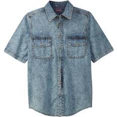 Boulder Creek Big & Tall Short Sleeve Denim and Twill Shirt - Light Wash